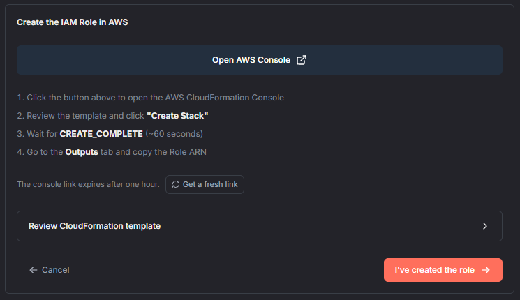 Connect your GitHub and AWS — product screenshot